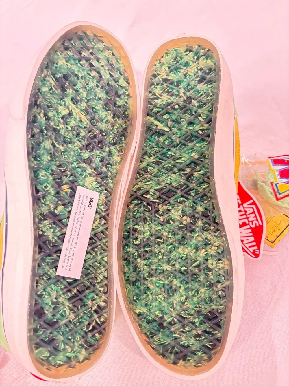 Vans Kids Checkerboard Low-Top Sneakers in Yellow, Orange & Green